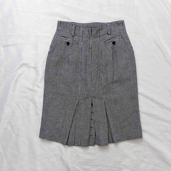 Vintage Houndstooth Pencil Skirt W/Pleated Back Size 8 - Picture 4 of 6
